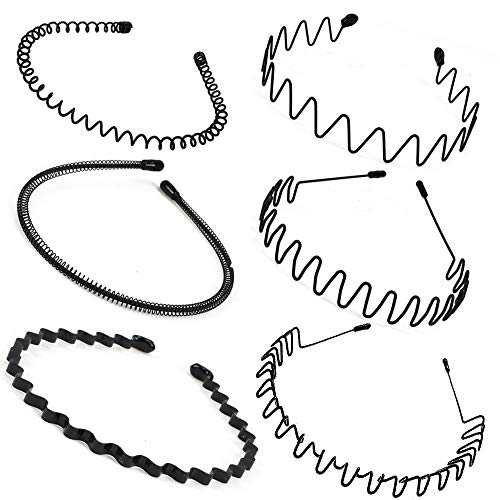 HO2NLE 6pcs Diadema de Metal Hombre y Mujer Unisex Diadema Negra Ondulada Flexible Diadema Antideslizante Simple Deporte Banda para el Cabello Peinado Pinchos Aro de Pelo Accesorios HO2NLE 6pcs Diadema de Metal Hombre y Mujer Unisex Diadema Negra Ondulada Flexible Diadema Antideslizante Simple Deporte Banda para el Cabello Peinado Pinchos Aro de Pelo Accesorios