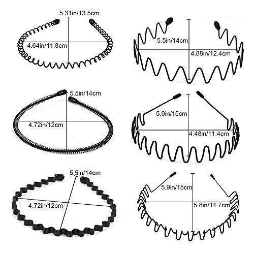 HO2NLE 6pcs Diadema de Metal Hombre y Mujer Unisex Diadema Negra Ondulada Flexible Diadema Antideslizante Simple Deporte Banda para el Cabello Peinado Pinchos Aro de Pelo Accesorios HO2NLE 6pcs Diadema de Metal Hombre y Mujer Unisex Diadema Negra Ondulada Flexible Diadema Antideslizante Simple Deporte Banda para el Cabello Peinado Pinchos Aro de Pelo Accesorios