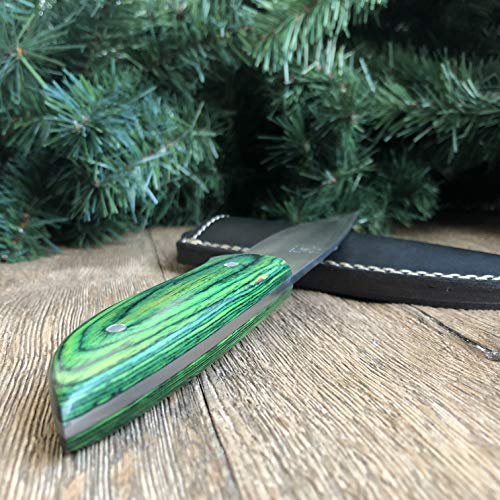 Hobby Hut HH-322, Cuchillo de Caza Hecho a Mano de Acero 420 C con Funda de Cuero, Cuchillo de Hoja Fija para bujías diseñado para Camping