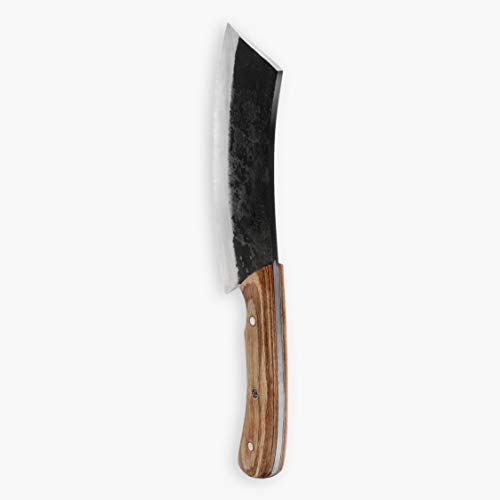 Hobby Hut HH-328 Cuchillo de Caza de Acero al Carbono 1095 Hecho a Mano Personalizado de 25,4 cm con Funda, Cuchillo de Hoja Fija, Mango de Madera Pakka diseñado para Caza, Cuchillo Bushcraft