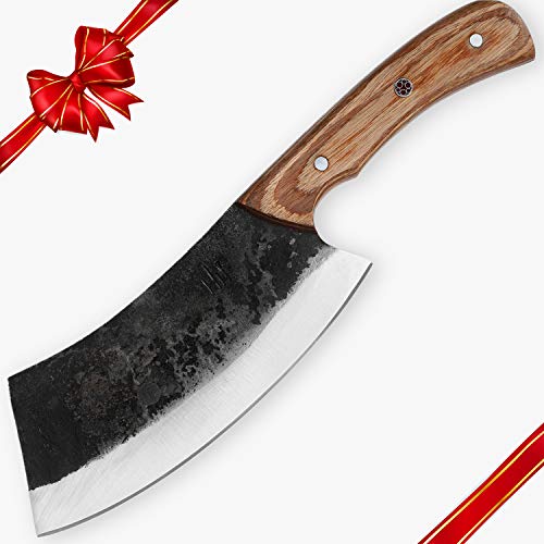 Hobby Hut HH-328 Cuchillo de Caza de Acero al Carbono 1095 Hecho a Mano Personalizado de 25,4 cm con Funda, Cuchillo de Hoja Fija, Mango de Madera Pakka diseñado para Caza, Cuchillo Bushcraft