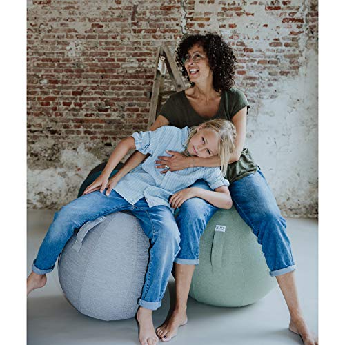 Hock VLUV STOV asiento ergonómico, pelota con funda de tela de diseño Ø 75 cm para de trabajo, hogar - greige