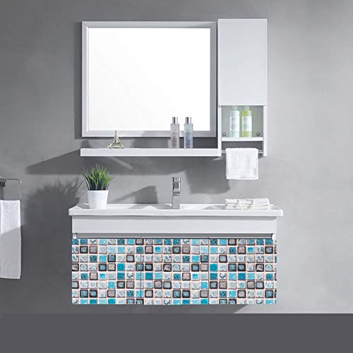 Hode Mosaico Adhesivo de Azulejo para Cocina Baño Pegatinas de Baldosas Stickers Azulejos Azul 40X200cm