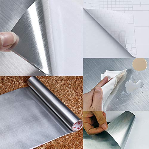 Hode Papel Adhesivo Rollo DIY Decoración Vinilo Autoadhesivo Impermeable 40X300cm (Plata)