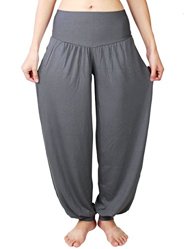 Hoerev Pantalón ancho de Yoga, tejido elástico muy suave - Gris - Hoerev Pantalón ancho de Yoga, tejido elástico muy suave - Gris -