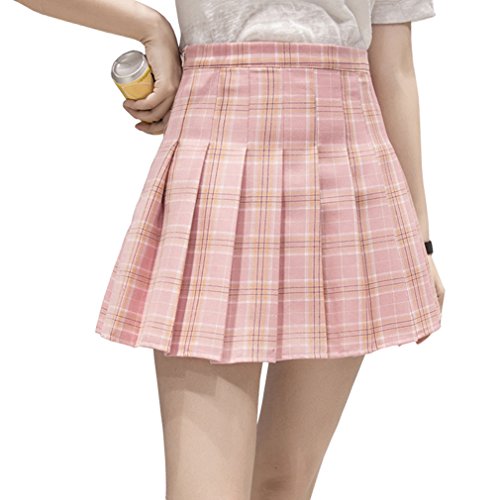 Hoerev Patinador Plisado Corto De Tenis De Cintura Alta para Niñas,Rayas Rosadas,EU 32