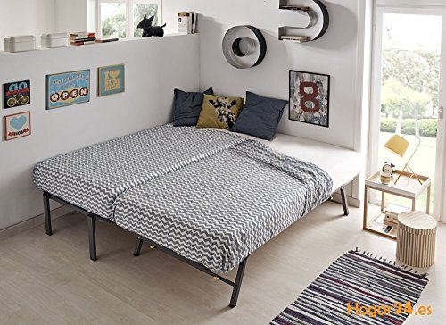 Hogar 24 Cama Nido con 2 somieres Estructura Reforzada Doble Barra Superior + Patas, Acero, 90x190 cm Hogar 24 Cama Nido con 2 somieres Estructura Reforzada Doble Barra Superior + Patas, Acero, 90x190 cm
