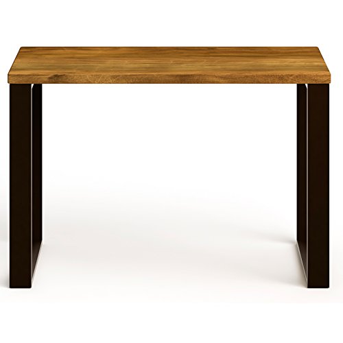 Hogar24-Mesa Estudio Escritorio de Madera Maciza Natural y Patas de Acero, Medidas 118 x 55 x 74 cm. Estilo Industrial para Uso como Escritorio, despacho, reunión