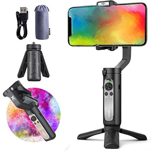 Hohem iSteady X Estabilizador de Movil, Gimbal Movil para Smartphone iPhone 11 Pro MAX Xiaomi Mi Max 3 Huawei p20 pro Samsung note 10 plus, con Modo Selfie,App Control Video Editing /w Trípode-Negro