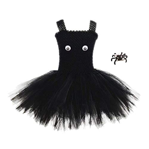 Holibanna Halloween Spinne Cosplay Ropa Set Tutus Rock Negro Tüll Vestido con Haarspange niños Outfits para la presentación de Rendimiento Kostüm para Las Mujeres, Negro