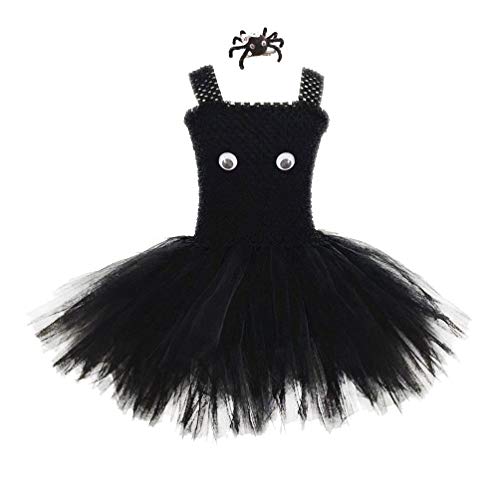 Holibanna Halloween Spinne Cosplay Ropa Set Tutus Rock Negro Tüll Vestido con Haarspange niños Outfits para la presentación de Rendimiento Kostüm para Las Mujeres, Negro