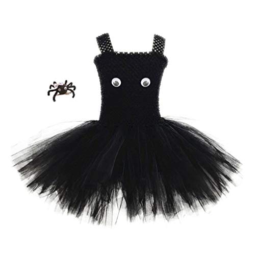 Holibanna Halloween Spinne Cosplay Ropa Set Tutus Rock Negro Tüll Vestido con Haarspange niños Outfits para la presentación de Rendimiento Kostüm para Las Mujeres, Negro