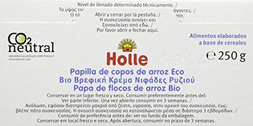 Holle Papilla de Copos de Arroz (+4 Meses) sin Gluten - Paquete de 6 x 250 gr - Total: 1500 gr