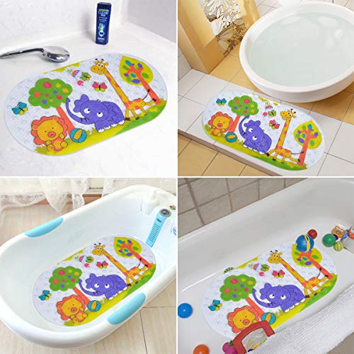 Hollylife Alfombra de Baño Infantil, Alfombras Antideslizante de Bañera Ducha para Niños, 69x40cm, Gran Durabilidad, Ventosas Fuertes, Lavables a Máquina, con Tapete Orificio y sin BPA (Coloridos)