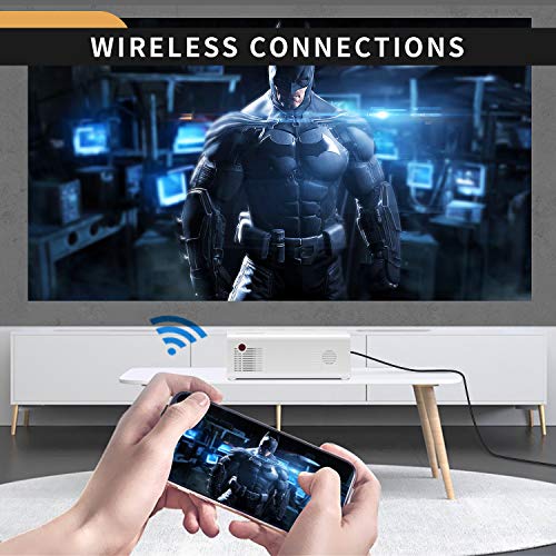 HOLLYWTOP Proyector Cine en Casa WiFi , Mini Proyector Portátil 4200 Lúmenes con Pantalla de 180'' máx, 60000 Horas de Vida útil de la Lámpara, Ayudas 1080P USB/ HDMI/ SD/ AV/ VGA【2020 ACTUALIZAR】