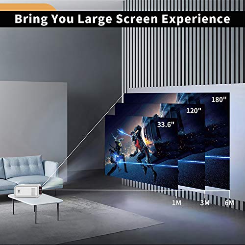 HOLLYWTOP Proyector Cine en Casa WiFi , Mini Proyector Portátil 4200 Lúmenes con Pantalla de 180'' máx, 60000 Horas de Vida útil de la Lámpara, Ayudas 1080P USB/ HDMI/ SD/ AV/ VGA【2020 ACTUALIZAR】