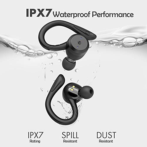 HolyHigh Auriculares Inalambricos Deportivos, Auriculares Bluetooth 5.0 con Dual Microfono, Graves Mejorados, CVC8.0, Auriculares inalámbricos para Correr Deporte Aptitud