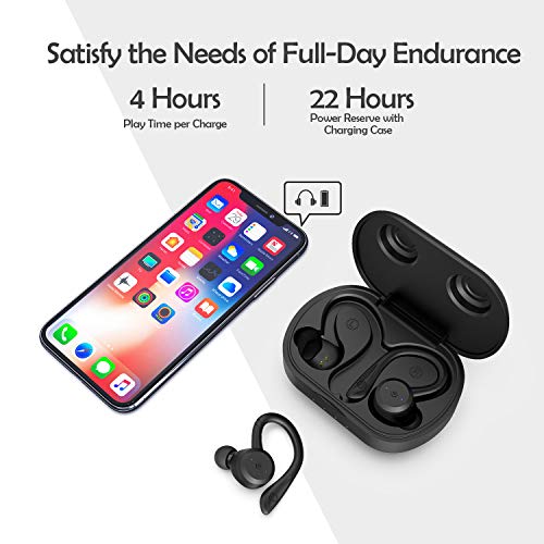 HolyHigh Auriculares Inalambricos Deportivos, Auriculares Bluetooth 5.0 con Dual Microfono, Graves Mejorados, CVC8.0, Auriculares inalámbricos para Correr Deporte Aptitud