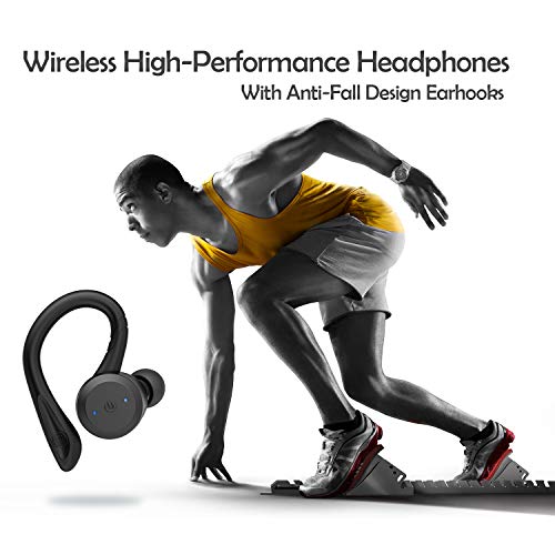 HolyHigh Auriculares Inalambricos Deportivos, Auriculares Bluetooth 5.0 con Dual Microfono, Graves Mejorados, CVC8.0, Auriculares inalámbricos para Correr Deporte Aptitud