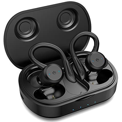 HolyHigh Auriculares Inalambricos Deportivos, Auriculares Bluetooth 5.0 con Dual Microfono, Graves Mejorados, CVC8.0, Auriculares inalámbricos para Correr Deporte Aptitud