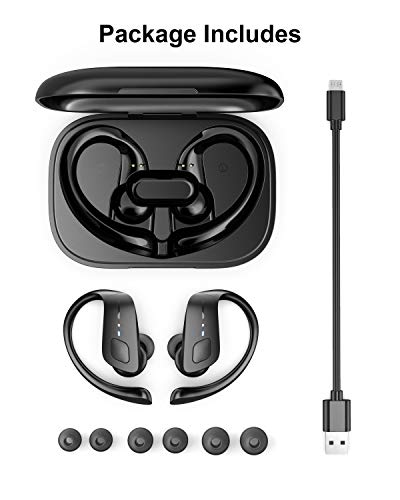 HolyHigh Auriculares Inalambricos Deportivos, Auriculares Bluetooth con Microfono IPX7 Impermeable, Auriculares Inalámbricos con 30+5H Caja de Carga Running para iOS Android