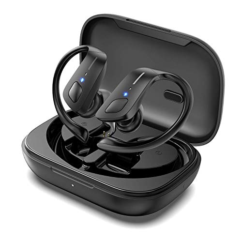 HolyHigh Auriculares Inalambricos Deportivos, Auriculares Bluetooth con Microfono IPX7 Impermeable, Auriculares Inalámbricos con 30+5H Caja de Carga Running para iOS Android