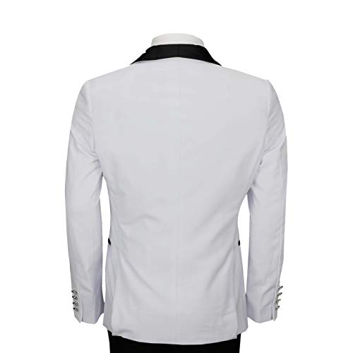 Hombre Blanco Negro De 3 Piezas Smoking Traje De Baile De Boda De Los Novios Desgaste del Partido Retro A Medida [TUX-SUIT-3039-9-WHITE-42UK]