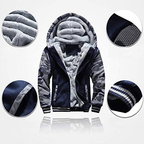 Hombre Chándal 2 Piezas,Otoño Invierno Espesar Camuflaje Traje Chaqueta Deportiva Sudadera de Lana con Capucha con Cremallera y Pantalón Abrigo de Deportes Pantalones Jogger Conjuntos Gris A XXL