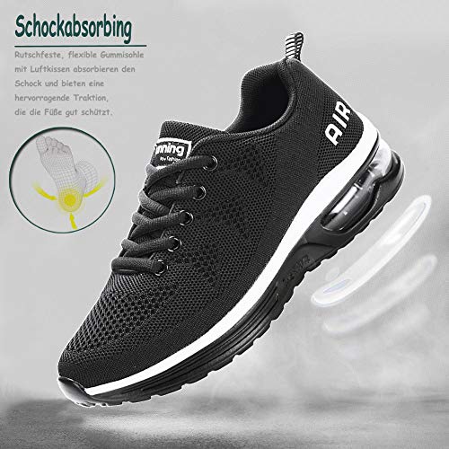 Hombre Mujer Zapatillas de Deportes Zapatos Deportivos Aire Libre para Correr Calzado Sneakers Running-BlackWhite43