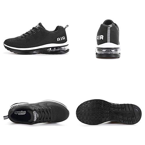 Hombre Mujer Zapatillas de Deportes Zapatos Deportivos Aire Libre para Correr Calzado Sneakers Running-BlackWhite43