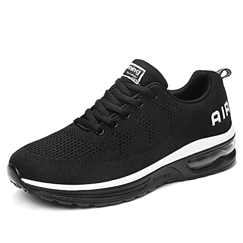 Hombre Mujer Zapatillas de Deportes Zapatos Deportivos Aire Libre para Correr Calzado Sneakers Running-BlackWhite43