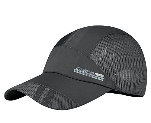 Hombre Solid Béisbol Hat Cap de malla quickly-dry verano protección solar pesca Camping Golf Trucker Cap sombrero ligero plegable de viaje, Playa Sombrero UPF 50 +, Deep Grey