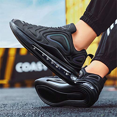 Hombre Zapatos Running Transpirables Casual Sneakers La Zapatos Gimnasio Correr Moda Running Zapatos Black EU39