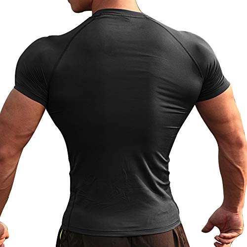 Hombres Apretado Compresión Capa Base Manga Corta Camiseta Culturismo Tops Poliéster y Spandex Hombres Apretado Compresión Capa Base Manga Corta Camiseta Culturismo Tops Poliéster y Spandex