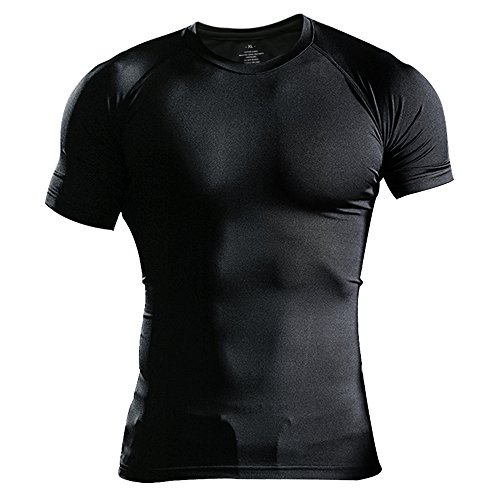 Hombres Apretado Compresión Capa Base Manga Corta Camiseta Culturismo Tops Poliéster y Spandex Hombres Apretado Compresión Capa Base Manga Corta Camiseta Culturismo Tops Poliéster y Spandex