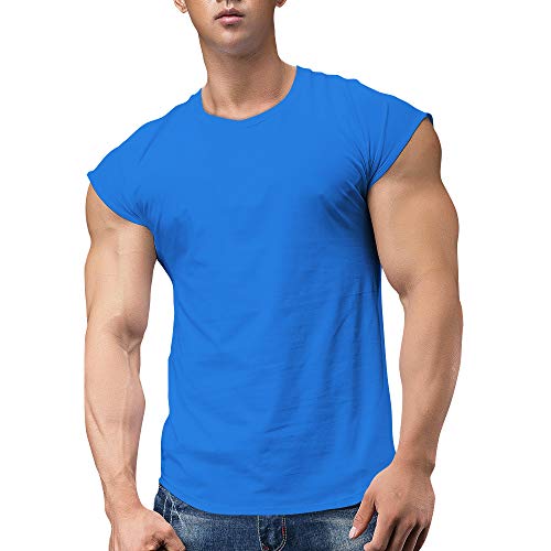 Hombres Atlético Playeras Camisetas Corto Manga Músculo Cortar para Culturismo Rutina de Ejercicio Formación Aptitud Tops Cuello Algodón