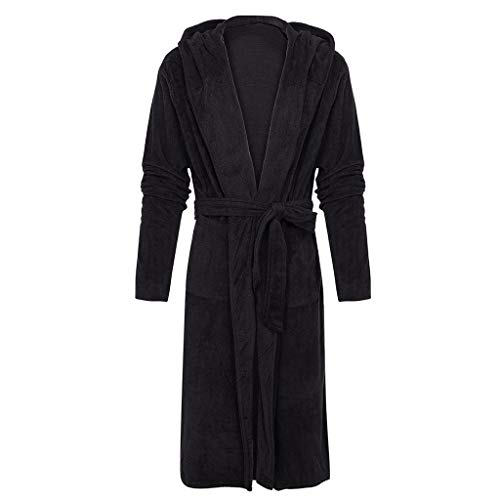 Hombres Bata de Baño Larga Suave Albornoz de Ducha para Hombre Invierno Bata de Estar en Casa con Capucha y Cinturón Tallas Grandes Cálida y Acogedora Yvelands(Negro,L) Hombres Bata de Baño Larga Suave Albornoz de Ducha para Hombre Invierno Bata de Estar en Casa con Capucha y Cinturón Tallas Grandes Cálida y Acogedora Yvelands(Negro,L)