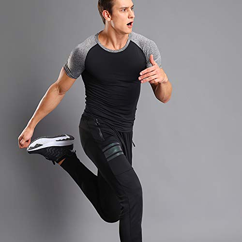 Hombres Bodybuilding Corto Manga Gym Men T Shirts Parte Superior Gimnasio Ropa de Deporte Poliéster y Spandex Hombres Bodybuilding Corto Manga Gym Men T Shirts Parte Superior Gimnasio Ropa de Deporte Poliéster y Spandex