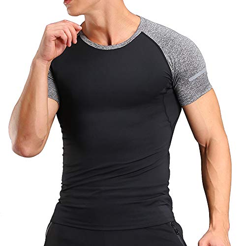 Hombres Bodybuilding Corto Manga Gym Men T Shirts Parte Superior Gimnasio Ropa de Deporte Poliéster y Spandex Hombres Bodybuilding Corto Manga Gym Men T Shirts Parte Superior Gimnasio Ropa de Deporte Poliéster y Spandex