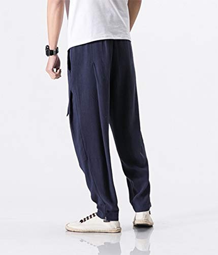 Hombres Japonés Samurai Estilo Boho Baggy Pantalones Casual Sueltos Ajuste Harem Pantalones