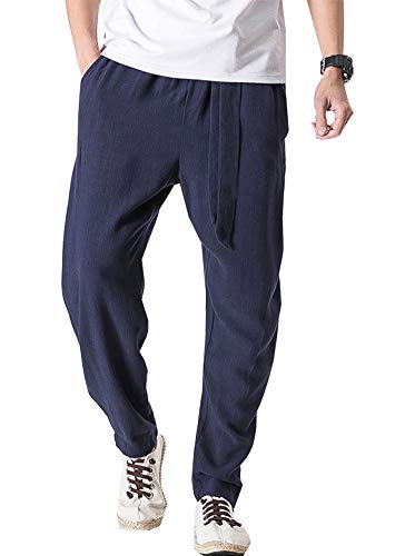 Hombres Japonés Samurai Estilo Boho Baggy Pantalones Casual Sueltos Ajuste Harem Pantalones Hombres Japonés Samurai Estilo Boho Baggy Pantalones Casual Sueltos Ajuste Harem Pantalones