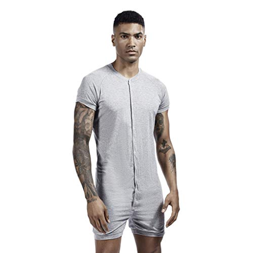 Hombres Mono Corto Ropa Interior Hombre Sexy Verano Pijamas de Dormir Mangas Corta Slim Fit Casual Jogging Fitness Jumpsuit Ropa Deportiva Botón Yvelands(Gris,L) Hombres Mono Corto Ropa Interior Hombre Sexy Verano Pijamas de Dormir Mangas Corta Slim Fit Casual Jogging Fitness Jumpsuit Ropa Deportiva Botón Yvelands(Gris,L)