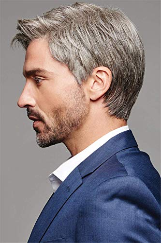 Hombres Pelucas de pelo corto ombre gris degradado color corto recto capas pelo sintético para hombre hombre desgaste diario Cosplay fiesta de Halloween