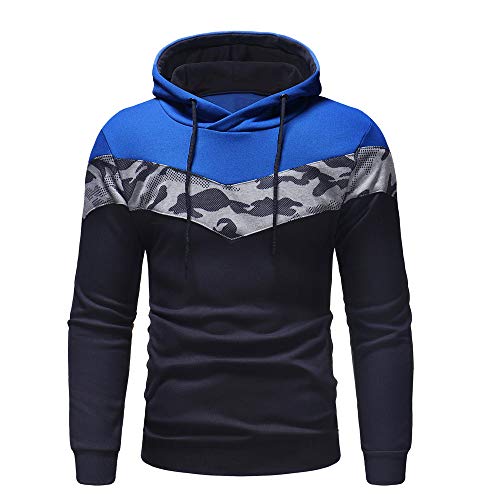 Hombres Sudadera con Capucha Casual Tops Deporte Blusa Manga Larga De Patchwork Blanca Beisbol Divertidas Camuflaje Calavera Camisas Otoño riou