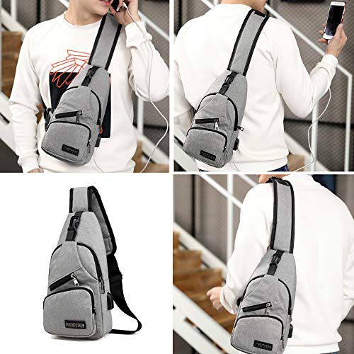 Hombro Bolso Impermeable Mochila de Pecho Mochilas Pequeñas para Hombres Bandolera Mujeres Bandoleras Cruzada Sling Bolsa CrossBody Bag Bolsos USB Ciclismo Senderismo Viaje Deporte al Aire Libre