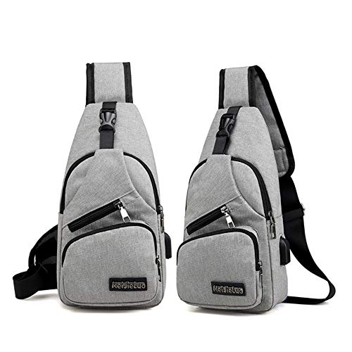 Hombro Bolso Impermeable Mochila de Pecho Mochilas Pequeñas para Hombres Bandolera Mujeres Bandoleras Cruzada Sling Bolsa CrossBody Bag Bolsos USB Ciclismo Senderismo Viaje Deporte al Aire Libre