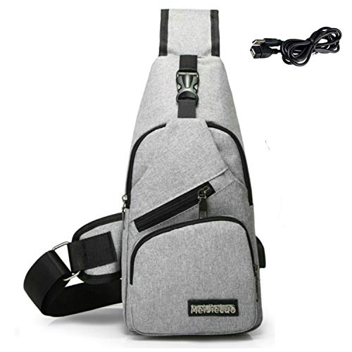 Hombro Bolso Impermeable Mochila de Pecho Mochilas Pequeñas para Hombres Bandolera Mujeres Bandoleras Cruzada Sling Bolsa CrossBody Bag Bolsos USB Ciclismo Senderismo Viaje Deporte al Aire Libre