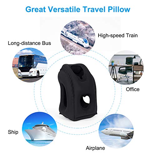 HOMCA Multi-Funcional Inflable Almohadilla de Viaje cómodo cojín con máscara de Ojo para Aviones, Coches, autobuses, Trenes (Negro) HOMCA Multi-Funcional Inflable Almohadilla de Viaje cómodo cojín con máscara de Ojo para Aviones, Coches, autobuses, Trenes (Negro)