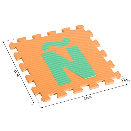 HOMCOM Alfombra Puzle Niños Colchoneta Suave Juego Rompecabezas para Niños 3.6㎡ Letras Abecedario y Números 0-9 Goma Espuma EVA Lavable Resistente a la Humedad HOMCOM Alfombra Puzle Niños Colchoneta Suave Juego Rompecabezas para Niños 3.6㎡ Letras Abecedario y Números 0-9 Goma Espuma EVA Lavable Resistente a la Humedad