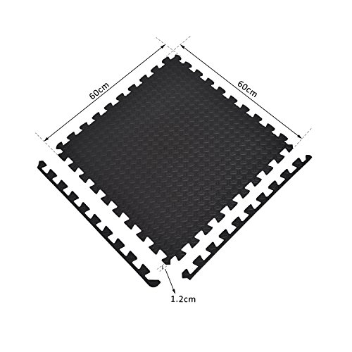 HOMCOM Alfombra Puzzle 6 Piezas Esterilla Protectora de Rompecabeza con Bordes Goma Espuma EVA Área 2,16 m² para Fitness Gimnasio Juego 60x60x1,2cm